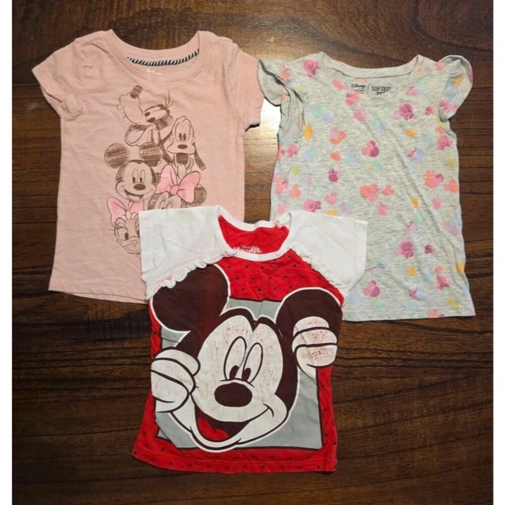 3 Tops: Disney Girls 2T Shirt Lot Minnie Mickey & Friends Jumping Beans
